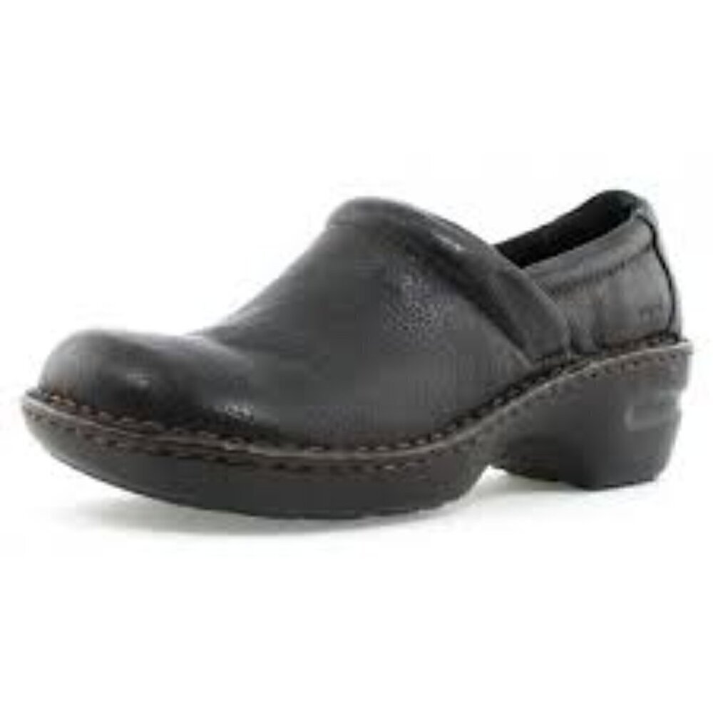 B.O.C. Concepts Brown & Black Leather Clogs 8.5 Boho Whimsical Comfort Shoe NEW